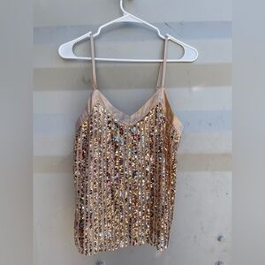 Sequin Gold Spaghetti Strap tank top
